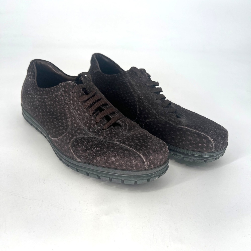 Vtg Prada Suede Sneakers Mens 7.5 Brown Leather 90s Low Top Streetwear
